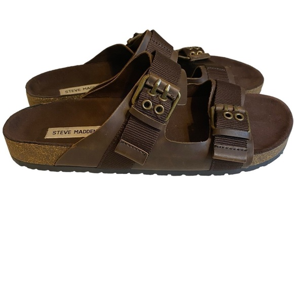Steve Madden Other - Steve Madden Adam Brown Faux leather Comfort Sandals Men’s Size 8